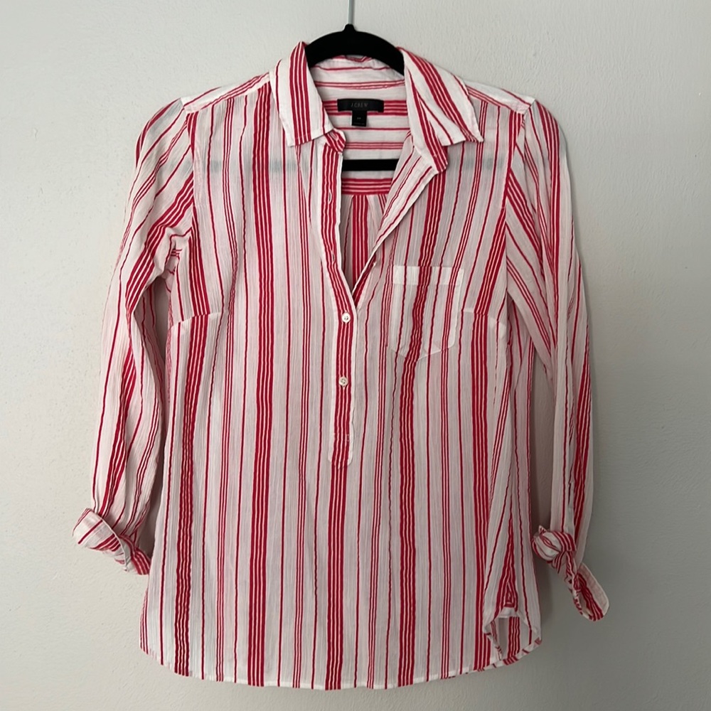 J. Crew Striped Pop-Over Top